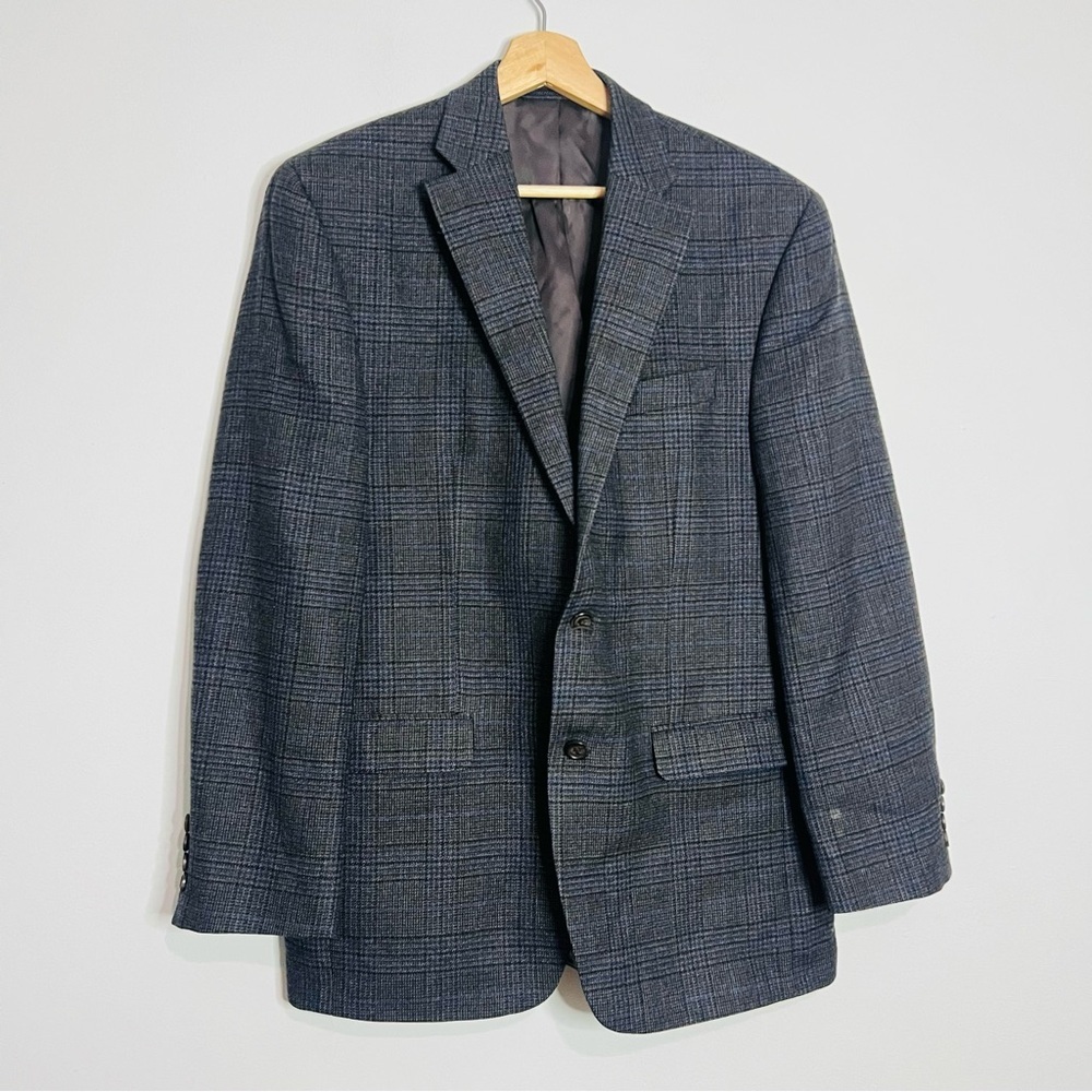 Lauren RL Classic Gray Window Pane Wool Blazer 40R